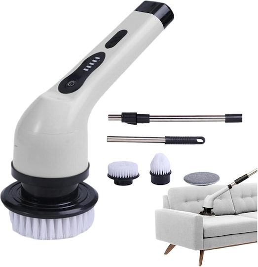 Perie Electrică de Curățare Alista Home pentru Gresie Baie Bucătărie 25x20x9,5 Cm 9 Capete Detașabile Mâner Extensibil 84-127cm Încărcare Usb-tip C Rotire 360 Grade 3000 Mah Culoare Alb