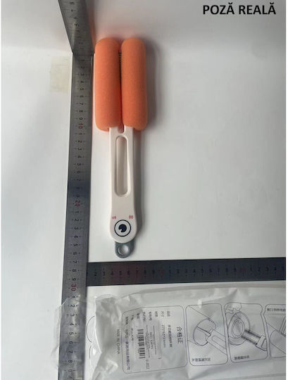 Perie Curățare Sticle Pahare Alista Home Mâner Lung Burete Accesorii Curățare Paie Capace Ușor de Agățat 27.5x11.4x6cm Alb