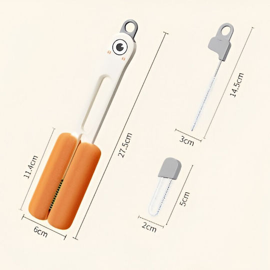 Perie Curățare Sticle Pahare Alista Home Mâner Lung Burete Accesorii Curățare Paie Capace Ușor de Agățat 27.5x11.4x6cm Alb