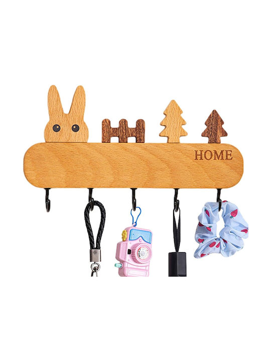 Alista Home Agățătoare Chei De Perete Din Lemn 5 Compartimente 13.5x22cm