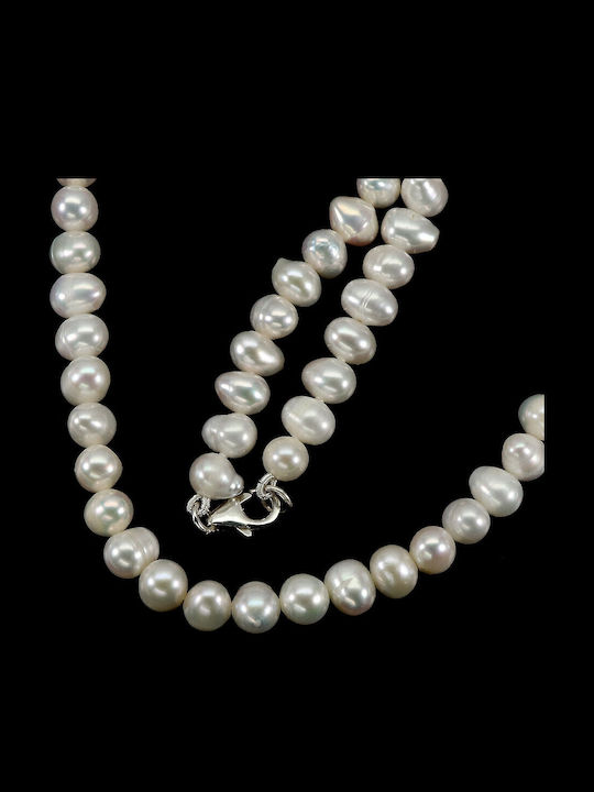 Cream Baroque Natural Pearl Silver Necklace Cream Baroque Natural Pearl Silver Necklace