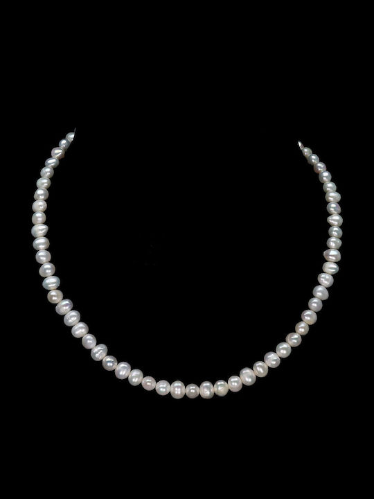 Cream Baroque Natural Pearl Silver Necklace