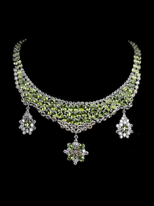 925 Necklace Peridots Zirconia Topazes Certificate
