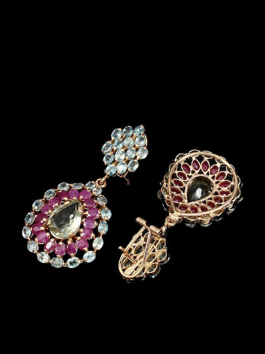 925 Earrings Rubies Cubic Zirconia Quartz Certificate