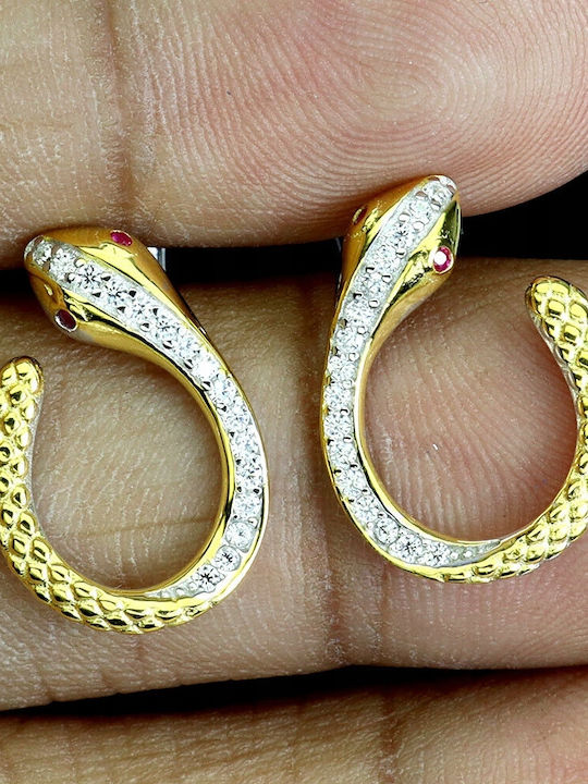 Silver Delicate Aaa Zirconia Snake Earrings 4