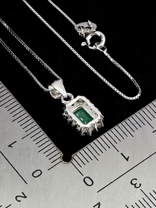 925 Silver Elegant Delicate Necklace Natural Emerald Cubic Zirconia 925 Silver Elegant Delicate Necklace Natural Emerald Cubic Zirconia