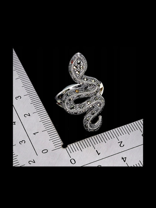 925 Stunning Silver Elegant Ring Natural Marcasites Size 17 Snake