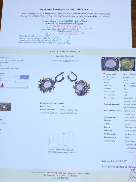 Artistic Silver Amethyst Earrings Certificate 2