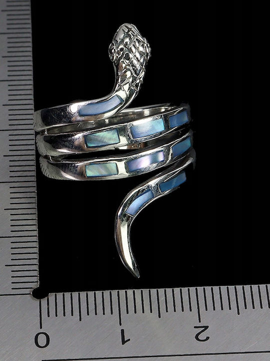 925 Ring Size 15 Stunning Silver Natural Mother--pearl Snake