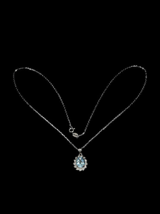 Delicate Natural Sky Blue Topaz Zircon 925 Beautiful Necklace