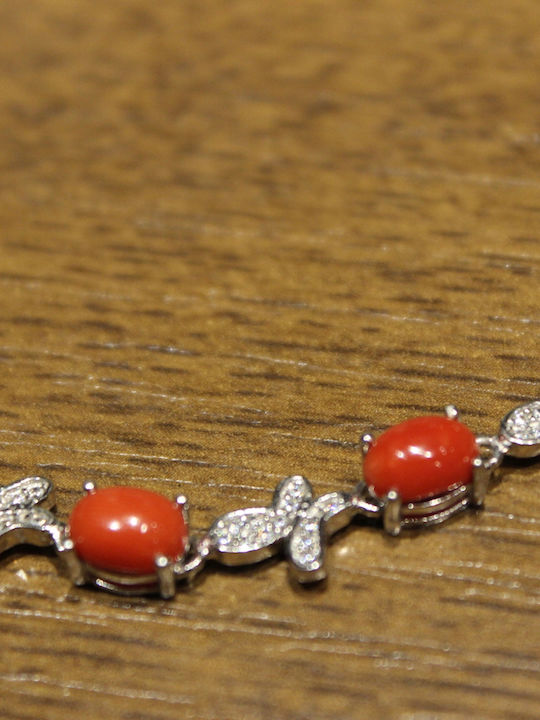Bracelet Natural Coral Zirconia 925 Silver 3