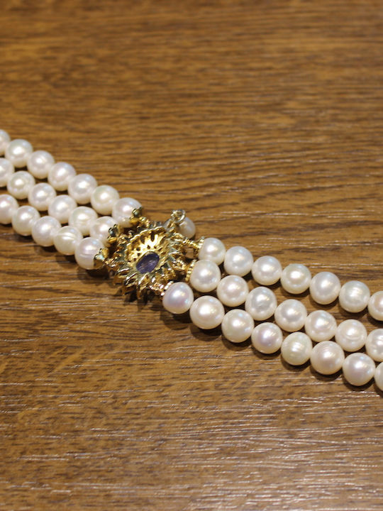 Bracelet Natural Tanzanites Pearls 925 Silver