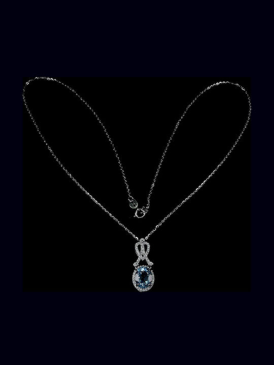 925 Delicate Beautiful Necklace Natural Sky Blue Topaz Cubic Zirconia