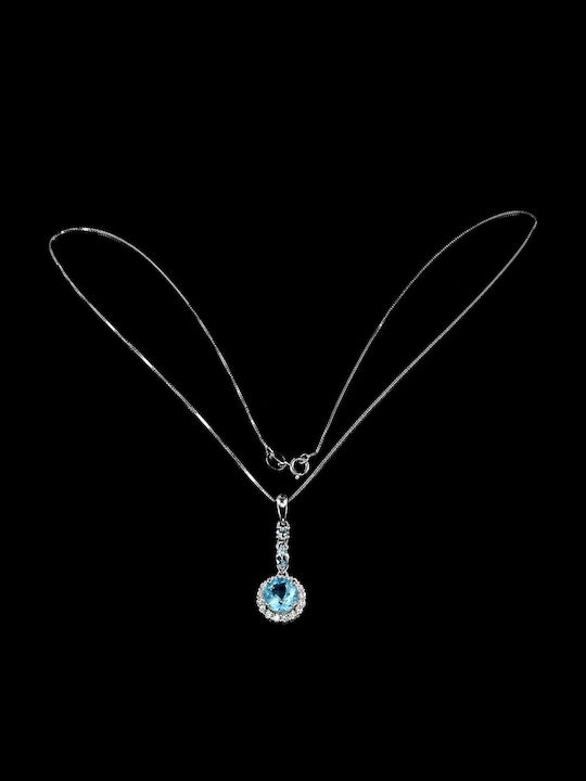 Delicate 925 Necklace Natural Sky Blue Topaz Cubic Zirconia