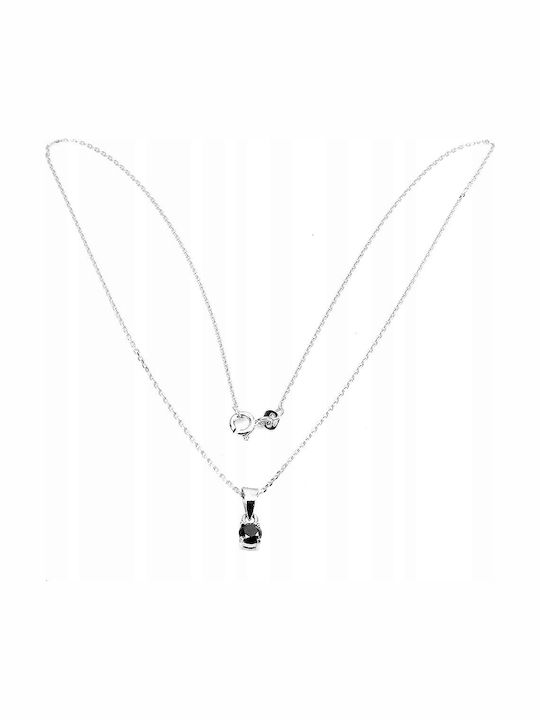 Colier Argint Diamant Negru Natural 0.30ct