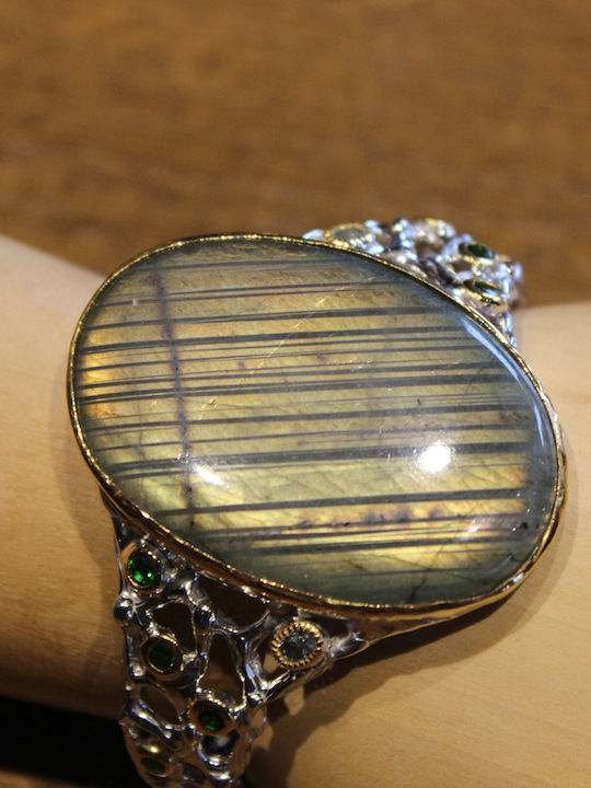 Silver Bracelet Labradorite Aquamarines 925