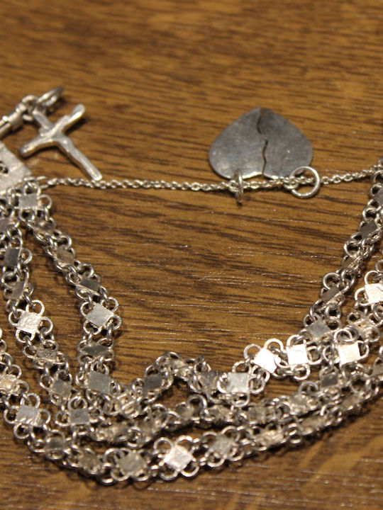 Artistic Beautiful Silver Bracelet Cross Heart