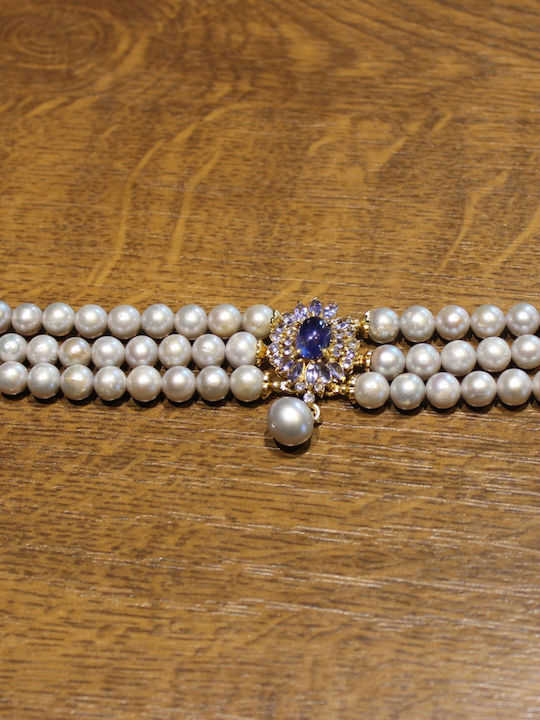 Bracelet Natural Tanzanites Pearls Silver 925 2