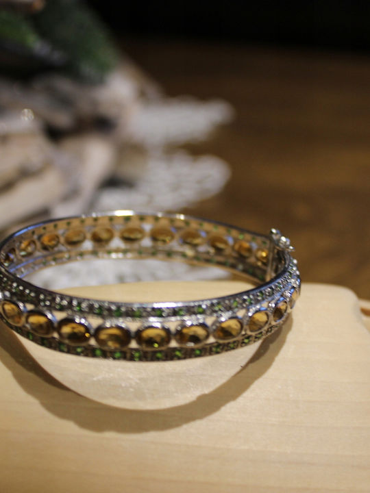 Silver Bracelet Natural Lemon Tsavorite 925