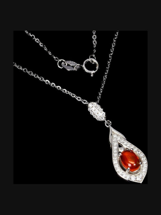 Colier Delicat Cu Opal Portocaliu Și Zirconia 925