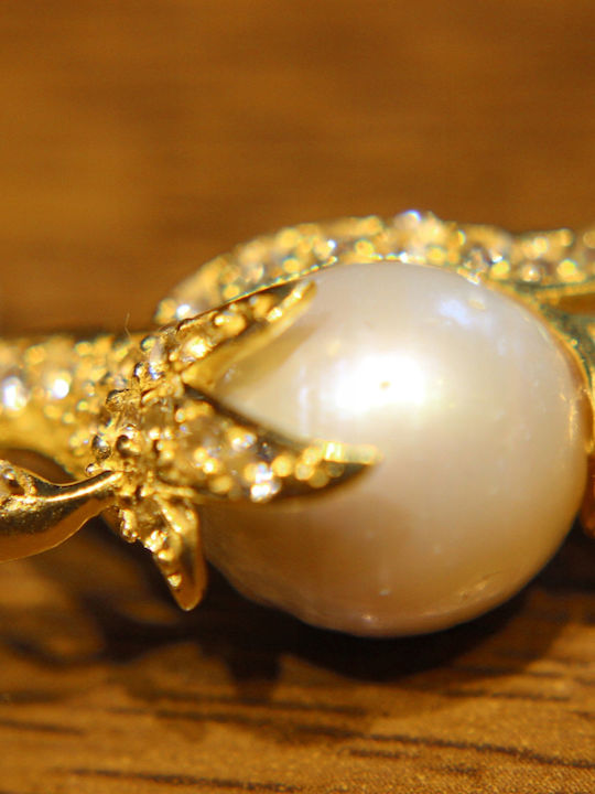 925 Necklace Natural Pearls White Topazes Swan Beautiful 925 Necklace Natural Pearls White Topazes Swan Beautiful