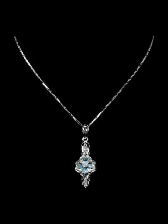 Songea Damen Ring aus 925er Silber mit Natürlichem Himmelblauen Topas Fein Halskette
