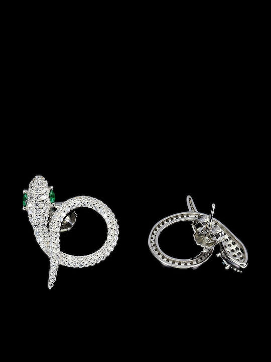 Silver Delicate Aaa Zirconia Snake Earrings 1