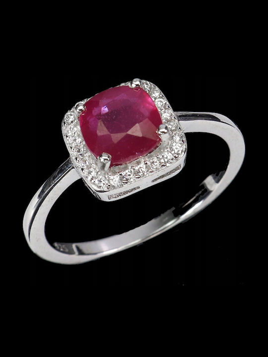 925 Silver Delicate Ring Natural Ruby Zircon Size 16