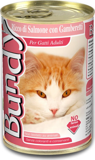 Bundy Adult Wet Food for Adult Cats in Cans with Shrimps and Salmon 400gr