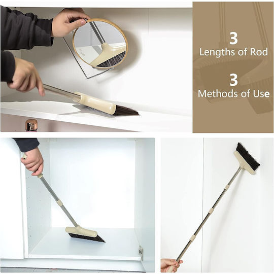 Set Mătură și Fară Mâner Alista Home Pentru Uz Casnic Plastic Oțel Maro Bej Depozitare Verticală 26x25.5x83 Cm