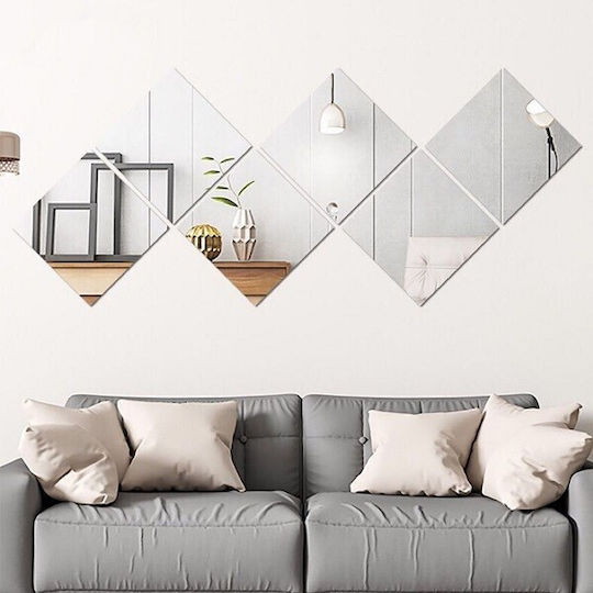Set 32 Self-adhesive Wall Mirrors Alista Home Rhombus Shape Acrylic 14.2x23.6x15.5 Cm