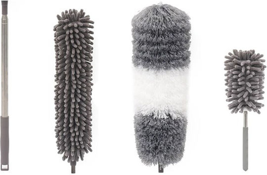 Mop De Curățare Cu Microfibre Alista Home Set 3 Capete Detasabile Mop Cu Microfibre Perie Mini Cu Mâner Extensibil Eva Ambalat În Sac Cu Fermoar Gri