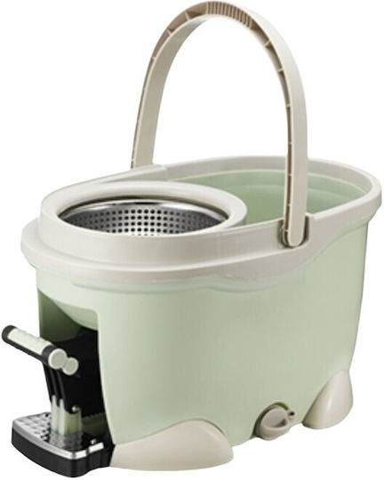 Alista Home Mop Bucket with Wringer and Wheels Stainless Steel Gray