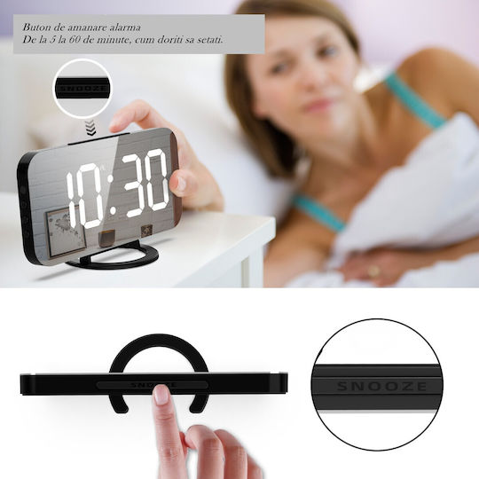 Alista Home Tabletop Digital LED Clock Plastic With Alarm Clock White 116280