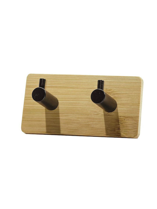 General Trade Κρεμάστρα Τοίχου Ξύλινη 2 Θέσεων Καφέ 9x3.2x4.5cm