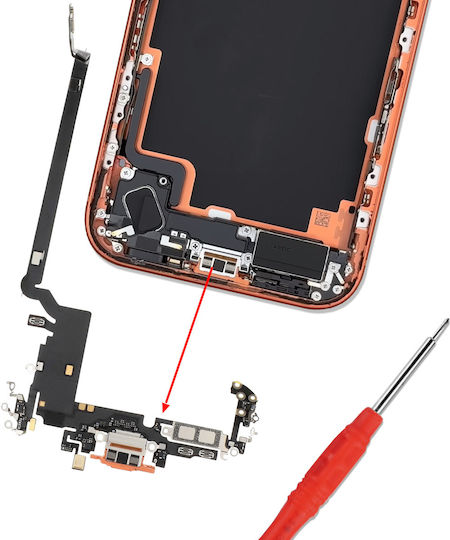 Clappio Usb-c Charging Connector Iphone 17 Pro Max Integrated Microphone Orange