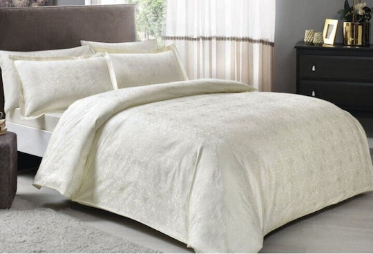 Tac Set Huse Pentru Pilote 200x220cm Dublu Cu 4 Fețe De Pernă & 1 Cearșaf Nodus Cream