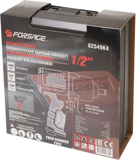 Forsage F-82549K4 Air Impact Wrench with Maximum Torque 147.86kgm