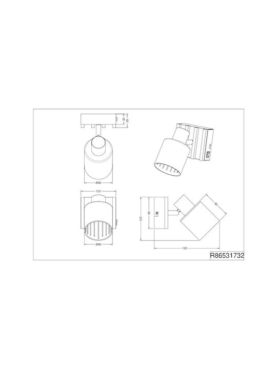 Trio Lighting Μονό Σποτ σε Μαύρο Χρώμα