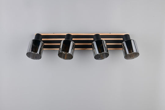Trio Lighting Σποτ με 4 Φώτα σε Μαύρο Χρώμα