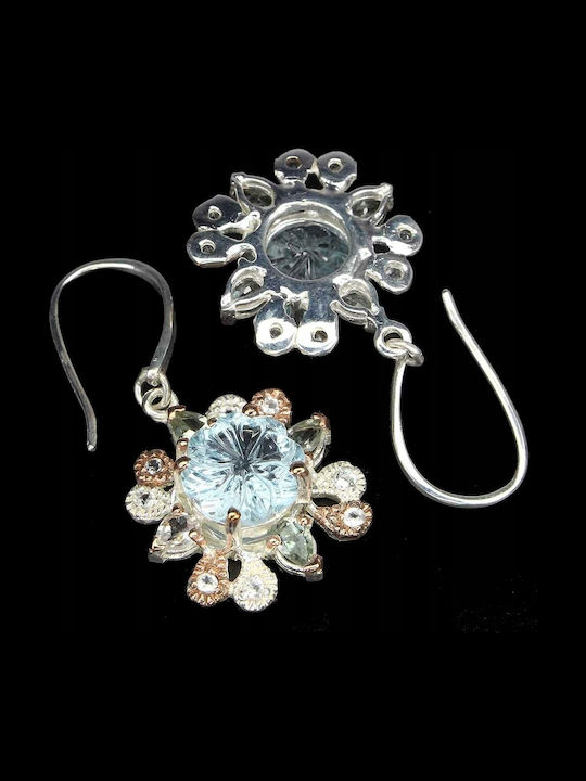 Silver Earrings White Topazes Sky Blue Tourmalines Silver Earrings White Topazes Sky Blue Tourmalines