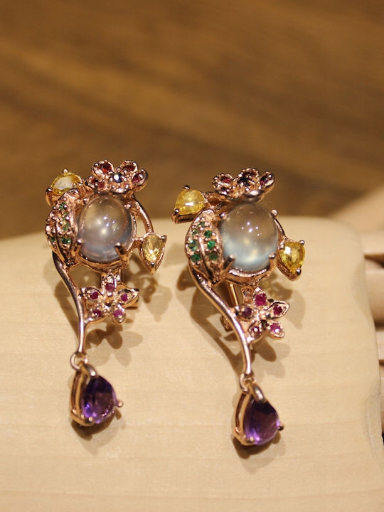 Beautiful 925 Perhenite Amethyst Sapphire Earrings
