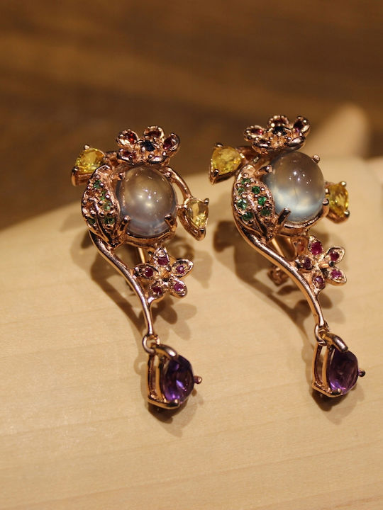 Beautiful 925 Perhenite Amethyst Sapphire Earrings