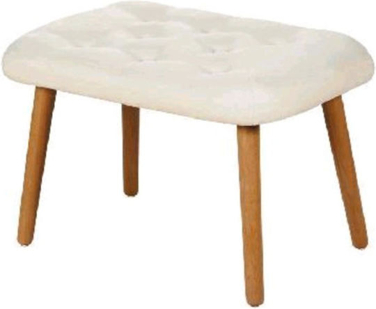 Hocker Für das Wohnzimmer Gepolstert mit Stoff White 55x38x38cm