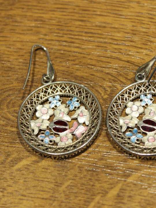 925 Earrings Ladybug Flower Italian Silver Enamel Hoops 3