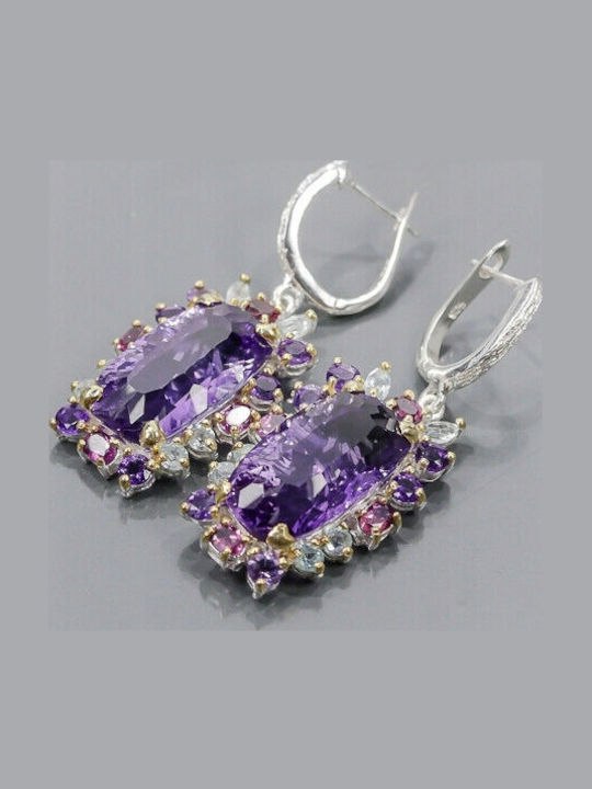 Cercei Cu Ametist Rodolit Topaz 30ct Certificat