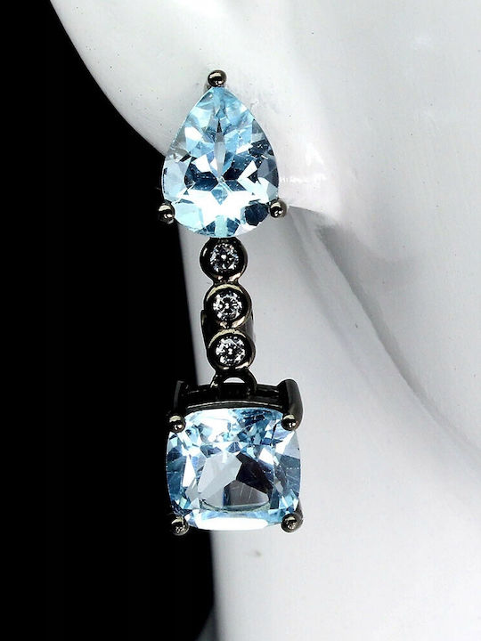 925 Silver Earrings Natural Sky Blue Topaz 7 925 Silver Earrings Natural Sky Blue Topaz 7