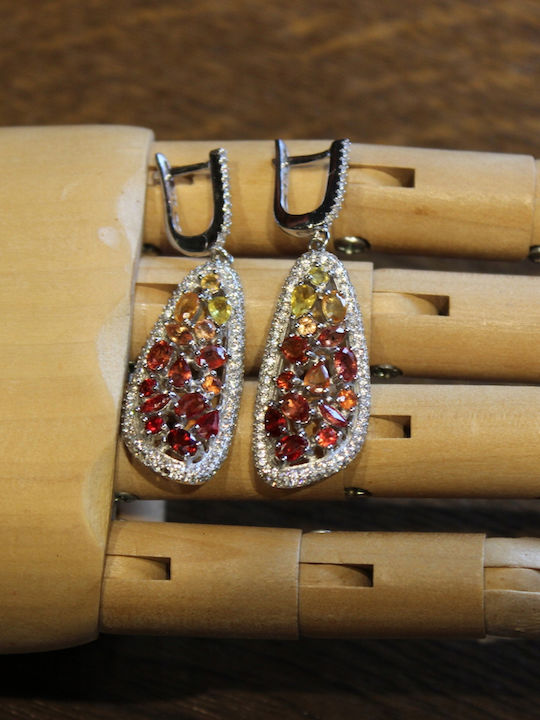 925 Silver Earrings Padparadscha Sapphires Songea 2