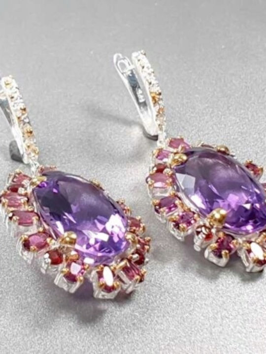 925 Earrings 34ct Amethyst Rhodolite Certificate 2