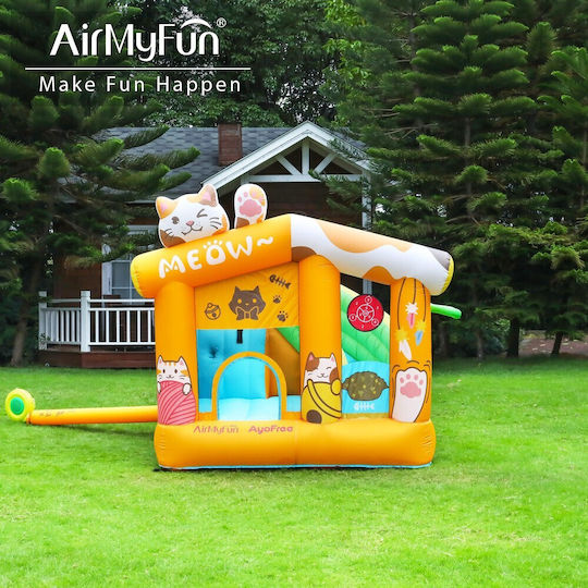 Fun Baby Inflatable Cat with Trampoline and Slide for Ages 3+